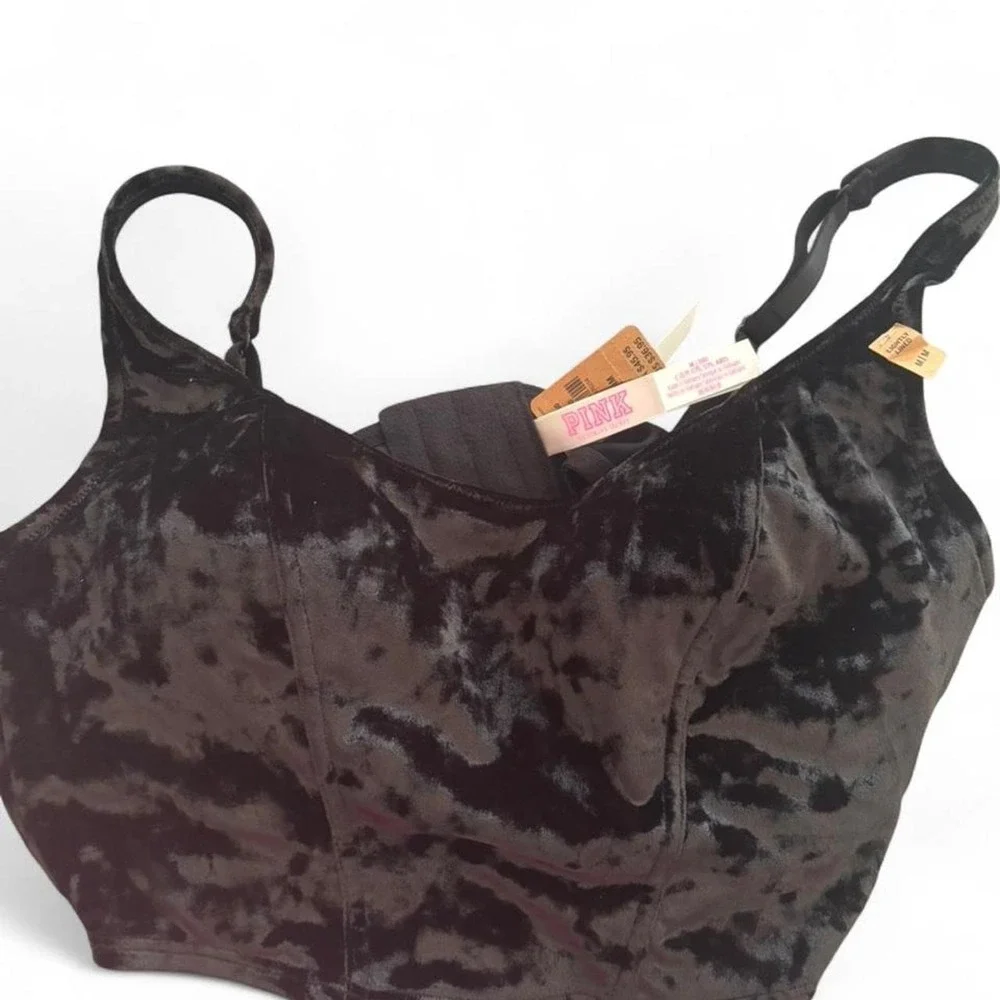 Victoria's Secret PINK black velvet corset top in size Medium